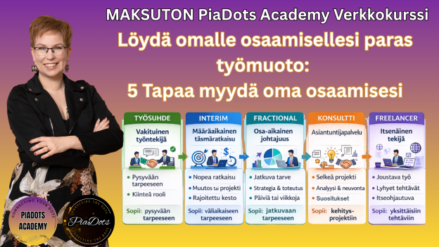 Löydä omalle osaamisellesi paras osaamisen työmuoto: 5 tapaa myydä oma osaamisesi - PiaDots Academy
